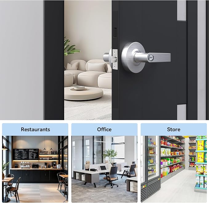 BSEED Passage Commercial Door Lever Lock, Heavy Duty Grade 2 Lever Handle, ADA Compliant, UL 3 Hour Fire Rated, Non-Handed, Satin Chrome Finish, 2-3/4" Backset for Hallway & Office Doors
