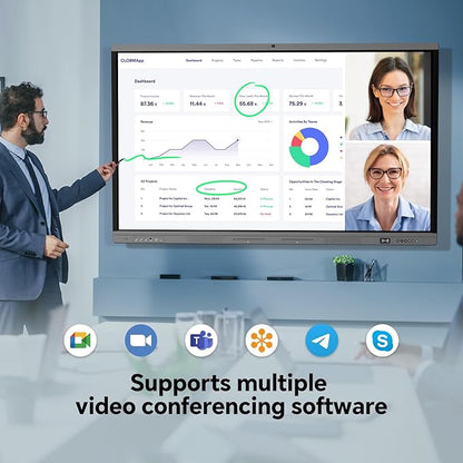 86" Smart Board, 4K Digital Whiteboard for Office, Hybrid Work & Classrooms, Google EDLA-Certified Interactive Whiteboard with Android 14, OTA Updates & Open Apps Ecosystem, 8+128GB Storage
