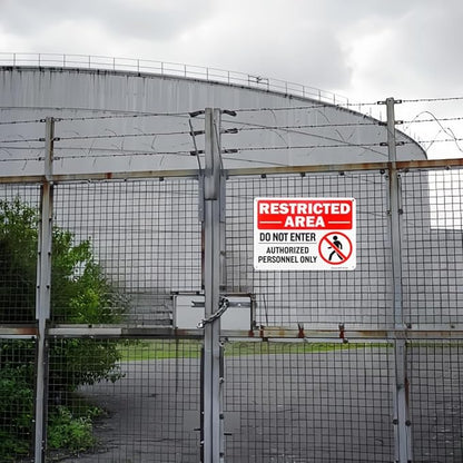 4 Pack Restricted Area Do Not Enter Authorized Personnel Only Sign, 10"x 7" .040 Rust Free Aluminum – Reflective, UV Protected and Weatherproof