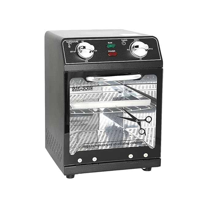 High Temperature Sterilizer, 8L Large Capacity Dry Heat Sterilizer, Max. Temperature 220℃, With Temperature Control & Timer, For Hair Salon Spa Nail Salon, Tool Sterilizer（Black）