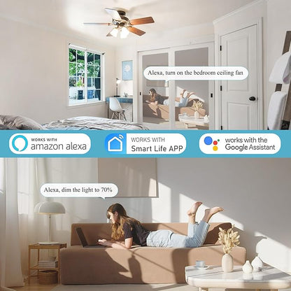 Smart WiFi Ceiling Fan Remote Control Kit, Universal 3 Speed Ceiling Fan Control with Dimmer, Compatible with Alexa, Google Assistant and Smart Life App, Remote Control Timing