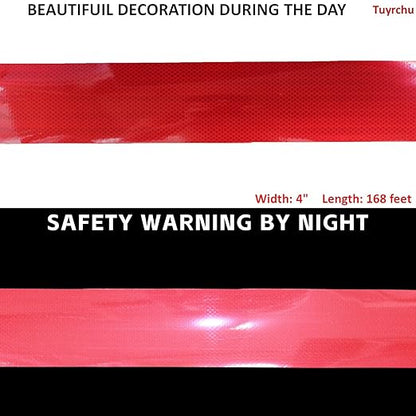 Non Fading Red Reflective Tape Outdoor Waterproof 4 inch, High Visibility Warning Industrial Marking Tape, Safety Stickers (68 feet)