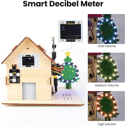 Microbit Smart Home Kit for Microbit V1 and V2,Electronics DIY Home Automation Coding Kit,STEM Educational Set for Student (Without Micro:bit and AAA Battery),Red