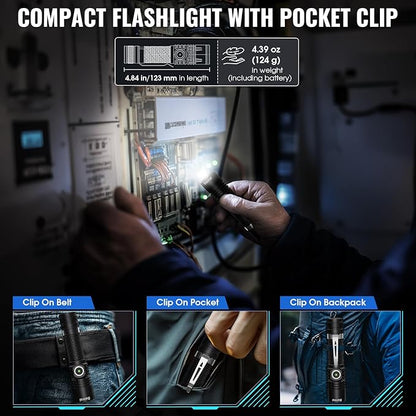 Rechargeable Tactical Flashlights, High Lumens Small Mini USB-C LED Flashlight, Compact EDC Flash Light, 4 Modes&Memory Function, Waterproof Pocket Lights for Home,Camping,Emergency,Christmas Gifts