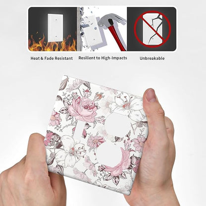 Wallplates Modern Watercolor Flower Pink White Wildflower 1 Toggle 1 Duplex Switch Plate Electrical GFCI Faceplate Decorative Light Switch Covers for Bedroom Home Decor