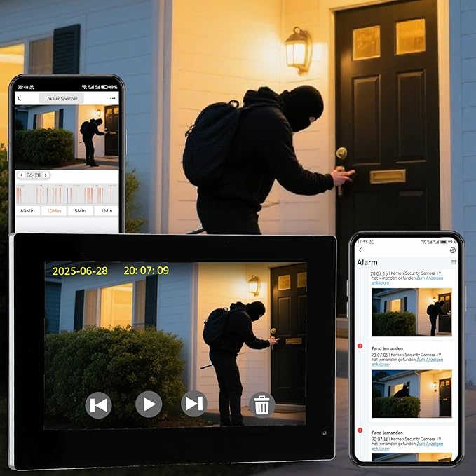 Video Door intercom 2-Wired, doorbell withCamera, Full HD Camera, Door intercomSupports Password, 7" WiFi Monitor andTuya APP, 2-Way Audio, Unlock for HomSecurity System