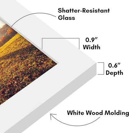 Americanflat 8x10 Picture Frame with Shatter-Resistant Glass - Signature Collection - Gallery-Style Frames Made of Engineered Wood - Picture Frames for Tabletop and Wall Display - White