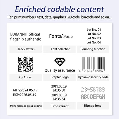 Automatic Inkjet Coding Machine for Production Line, 260E TIJ Inkjet Printer with 7” Touchable Screen for Date/Batch/QRCode/Barcode/Logo etc (1 Nozzle / 0.5 in)
