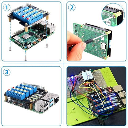 GeeekPi GPIO Screw Terminal Block Breakout Board HAT for Raspberry Pi, GPIO Expansion Board Breakout Module with GPIO Status LED for Raspberry Pi 4B/3B+/3B/2B/B+/Pi Zero W/Pi Zero 2 W
