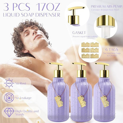 32PCS Bathroom Accessories Set Bathroom Set,Purple Shower Curtain Set,Bath Towel Set,Hand Towel,Toilet Brush,Trash Can & 3PCS Soap Dispenser