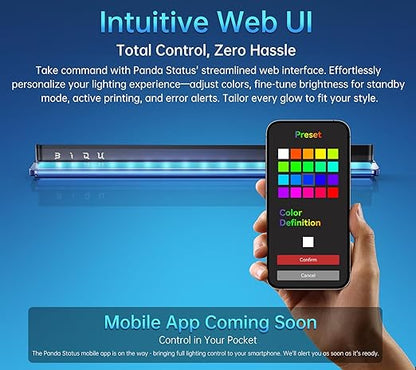 BIQU Panda Status LED Light Indicator for Bambu-Lab A1 P1S P1P X1C X1E 3D Printer, H2D Style Lighting, Instant Printer Status Update, Music Sync, Web/App Remote Control, Customizable Lighting