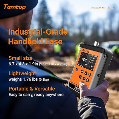 Temtop PMD351 Professional Aerosol Mass Monitor - Handheld PM1.0, PM2.5, PM10 & TSP Monitor with RS-485 for Industrial Hygiene and Environmental Compliance