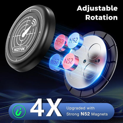 Magnetic Radar Detector Mount with N52 Strong Magnets, Adhesive Dashboard Holder for Escort, Uniden, and Other Radar Detectors, Stable Anti-Vibration Installation, Adjustable Viewing Angle