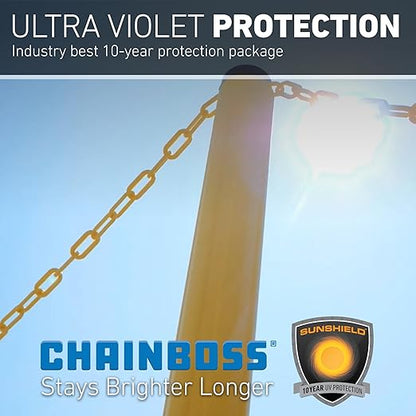 US Weight (Made in USA) 2" x 50' White Plastic Safety Chain ft. SunShield UV Resistant Technology
