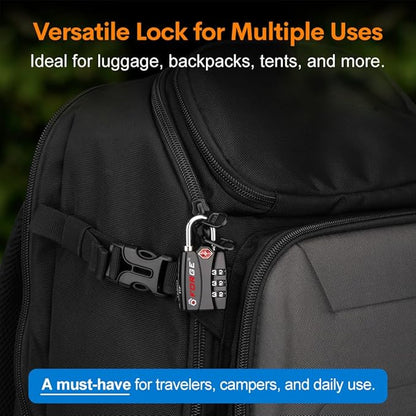 Forge Luggage Locks TSA Approved Black 1 Lock, Small Combination Lock with Zinc Alloy Body, Open Alert, Easy Read Dials, for Travel Suitcase, Bag, Backpack, Lockers.