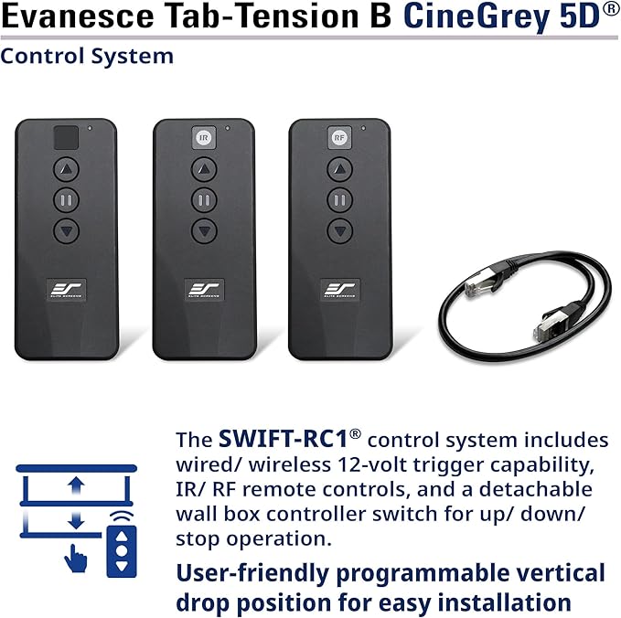 Elite Screens Evanesce Tab-Tension B CineGrey 5D, 106-inch 16:9, in Ceiling Concealed Electric Motorized Drop Down Projector Screen w Ambient Light Rejecting CG5D Projection Material, ETB106HD5-E16