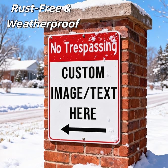 Custom No Trespassing Sign For Private Property – 8x12 Inch Durable Aluminum, Rust-Free, Weatherproof Outdoor Use, Reflective Option, Glow-In-The-Dark, Single/Double Sided
