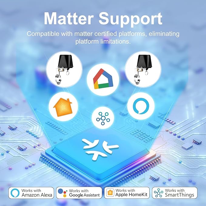 UseeLink Matter Water Valve, Smart Water Shut Off Valve, Automatic Valve Controller Timer,Compatible with Alexa,Apple Home, 2 Packs