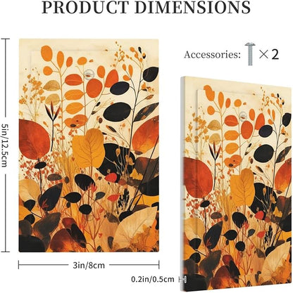 Light Switch Cover Plate Boho Warm Colorful Plant Leaves 1 Gang No Device Blank Electrical Wall Plates Faceplate Decorative Switch Plate for Bedroom living Room Decor