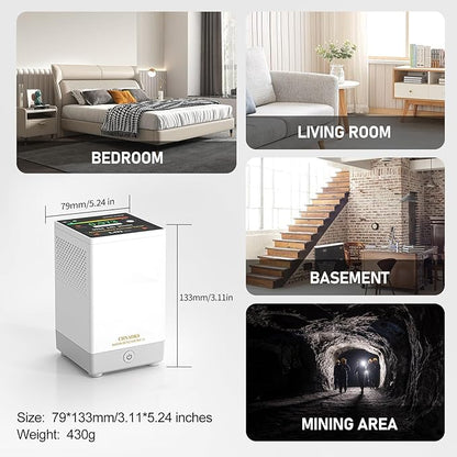 RM-73 Radon Detector, Home Radon Monitor with Touchscreen LCD Color Display, Radon Detector for Home Basement Audible & Visual Alarms, Historical Records, Long Term Monitoring Detector, pCi/L or Bq/m³