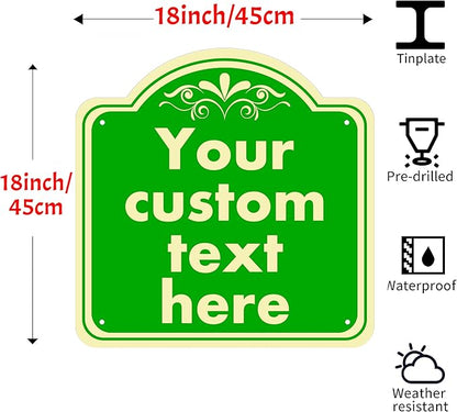 Aluminum Custom Street Sign, Personalized Sign, Modern/Customizable, Green, 18*18 Inch, Office, Property, Bedroom, Promotional, Exit, Bar, Instruction, Warning, Lawn, Garage, Parking