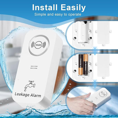 90dB Loud Water Leak Detector 5 Pack, Complete Wireless Alarm Set with 3 Probes Each for Whole House, for Kitchen Bathrooms Basement Garage, Drip & Flood Sensor