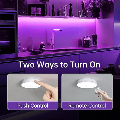 Homelist NL4 Sensor Lights Indoor, 6 Pack RGB Rechargeable Puck Light with Remote, Battery-Operated Motion Activated Night Light for Hallway, Bathroom, Kitchen, Cabinet, Stairs