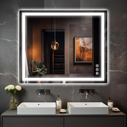 30"x 36" Bathroom Mirror for Over Sink, Anti-Fog LED Bathroom Mirror with Lights, Memory 3 Colors Modes & Dimmable Bathroom Vanity Mirror