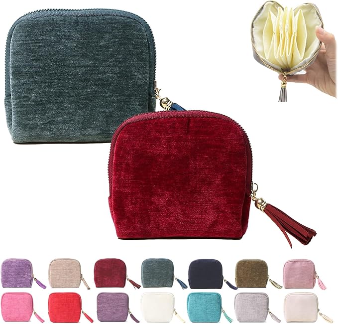 Stuffdatas Travel Jewelry Case, Stuffdatas Bags, Small Jewelry Travel Pouch Mini, Travel Jewelry Organizer Pouch Velvet, with 5 Compartments (2PCS-F)