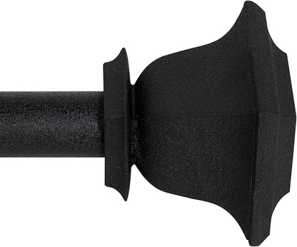 Deco Window Adjustable Curtain Rod for Windows 18 to 44 Inch (Pack of 1) Extendable Heavy Duty 1 Inch Iron Drapery Pole with Finials Wall Mounted French Door Curtain Rods (Black)