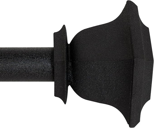 Deco Window Adjustable Curtain Rod for Windows 18 to 44 Inch (Pack of 1) Extendable Heavy Duty 1 Inch Iron Drapery Pole with Finials Wall Mounted French Door Curtain Rods (Black)