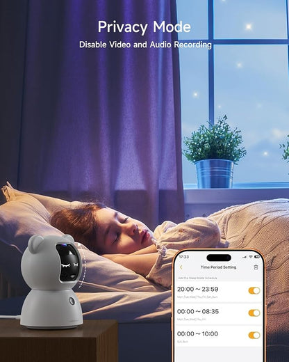 2.5K Cameras for Home Security, Non-Subscription AI Human/Pet/Crying Detection, 4MP Dog/Cat/Pet Camera Indoor with Phone App, Pan Tilt 2.4G WiFi Indoor Cameras, IR Night Vision, 2-Way Audio, 2 Pack