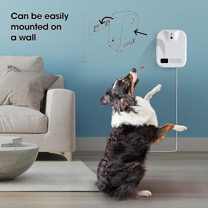 Closer Pets TreatView Pet Indoor Security Camera with Phone App (iOS/Android Compatible), with Night Vision and Built-in Treat Dispenser