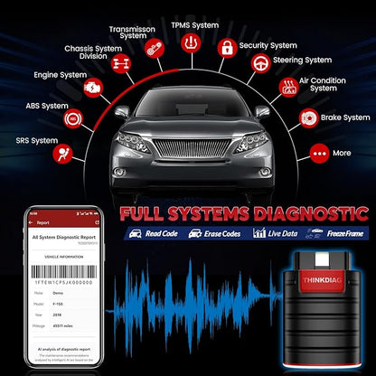 Thinkdiag OBD2 Scanner Bluetooth Full System Bidirectional Diagnostic Scan Tool OE Level Code Reader with 15+ Reset Service FCA AutoAuth All Software 1 Year Update Fits for iOS & Android