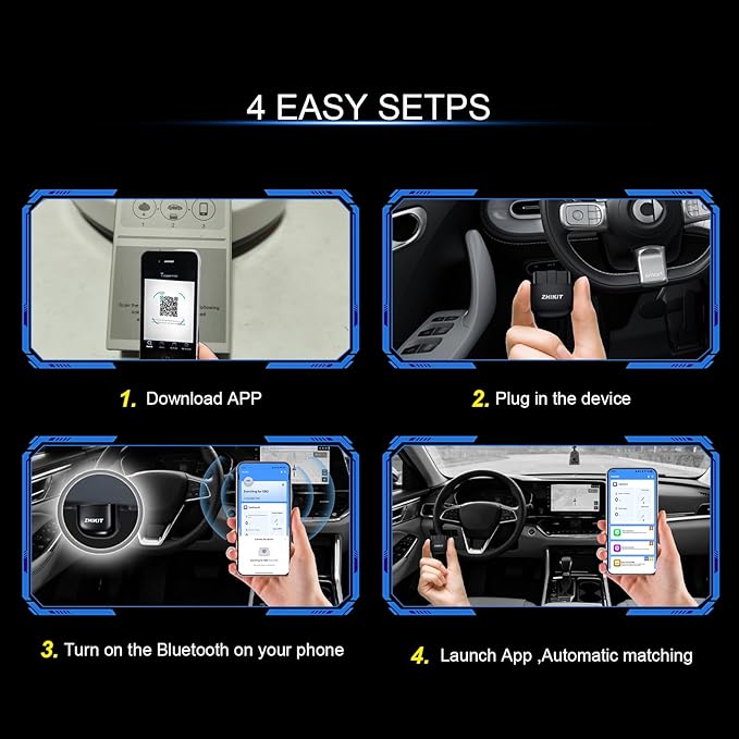 OBD2 Scanner Bluetooth for iPhone/Android -Wireless OBDⅡ Atuo Diagnostic Tool-Supports OBD2 Compliant Vehicles 1996 and Newer