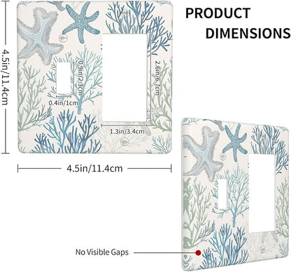 Outlet Covers Ocean Beach Theme Starfish Seashell Coral 1 Toggle 1 Rocker Combination Decorative Wall Plate Electrical Switch Plates Light Switch Cover Plate For Bathroom Kids Room Decor
