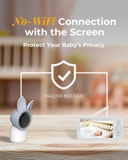 ARENTI Baby Monitor with 2 Cameras, Cry&Motion Detection, 2K Smart Baby Camera with 5'' Upgraded Wireless Display, 2 Way Audio, Super Night Vision, Lullabies, Breathing Light, Temp&Humidity Sensor