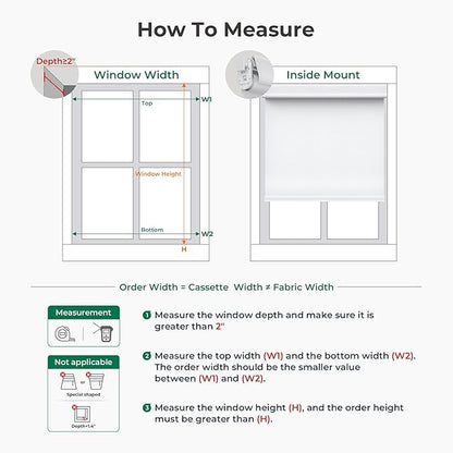 Allesin No Drill Motorized Roller Blinds – Rechargeable Electic Blackout Shades with Cassette Cover, Utral-Quiet Motor, Automatic Blind with Remote for Indoor Windows (White, 22" W x 72" H)
