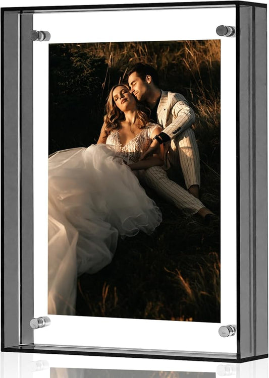 5x7 Picture Frames, Stunning Color Acrylic Photo Frame, Wall & Tabletop Display Frames, Modern Floating Style for Home Office Decoration, Black (1 Pack)