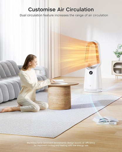 ULTTY Space Heater, Portable Electric Heaters and Cooler Fan Combo with Remote, 80°Oscillation, 9 Speeds, 3 Modes, 8 Timer, 6 Colors LED Light, Fast Safety Heat and Quiet for Office Bedroom Home