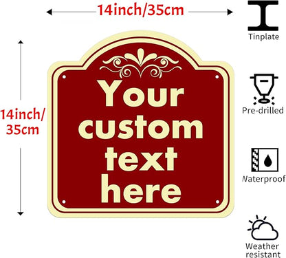 Aluminum Weatherproof Metal Sign, Custom Indoor/Outdoor Decorative Sign, Modern Style, Red, 14*14 Inch