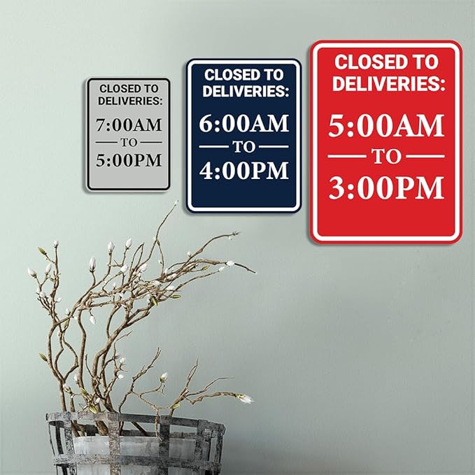Portrait Round Closed To Deliveries: Custom Wall or Door Sign Easy Installation | Business and Office Decor | Customized Text