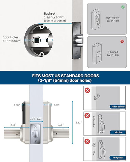 HIDALIFE Keyless Entry Door Lock, Keypad Door-Lock with Handle, Touchscreen, Auto-Locking, Anti-peep Password, Easy to Install for Front Doors, Home, Office, Satin Nickel 2 Pack