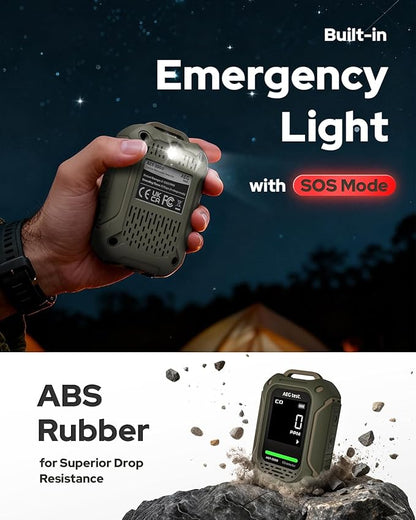 AGT-3000 Portable Carbon Monoxide Detector, 240H Standby, Upgraded CO Sensor for Travel, Rechargeable CO Detector with Audible & Visual Alerts, CO Meter for Camping, 0-1000ppm