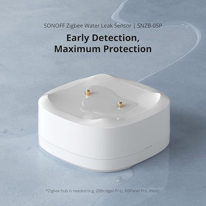 SONOFF SNZB-05P Zigbee Water Leak Sensor with Detection Cable for Alarm System and Smart Home Automation, Wireless Mini Flood Detector for Kitchen Bathroom Basement 1Pack