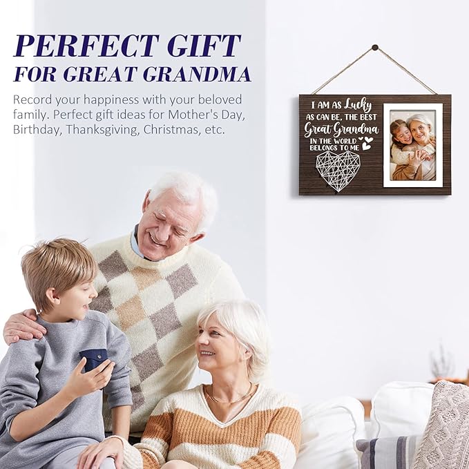 Great Grandma Christmas Gifts Picture Frame, Birthday Gifts for Great Grandma from Grandchildren, Best Great-Grandmother Gift Photo Frame Great-Grandmother Christmas Mothers Day Gift - 4x6 Photo