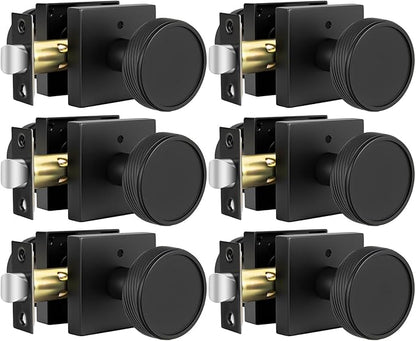 goldenwarm Interior Door Knobs Black, Zinc-Alloy Modern Matte Black Door Knob Privacy Door Knobs Interior for Bedroom Bathroom, Heavy Duty Square Modern Doorknobs - 6 Pack