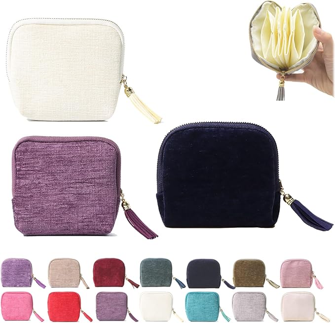Stuffdatas Travel Jewelry Case, Stuffdatas Bags, Small Jewelry Travel Pouch Mini, Travel Jewelry Organizer Pouch Velvet, with 5 Compartments (3PCS-C)