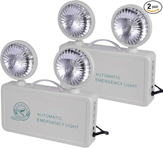 OTYTY Emergency Lights for Home Power Failure, LED Emergency Lights with Battery Backup, 2 Adjustable Heads Lamp & 180-minute Minimum Capacity, Ultra-Bright 200 Lumens, UL Certified, 2 Pack