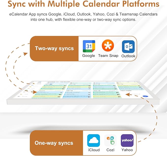 Digital Calendar Wall Planner 24"-Touchscreen-Chore-Chart - Smart Electronic Calendar for Family Schedules Meal Planner, To Do List Notepad, Streamline Household Organization, Wall Mount White